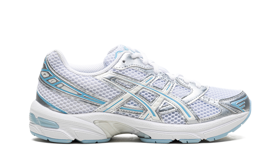 ASICS Gel-1130 White Ivory Light Blue (Women's) 1202A504-100 SneakerMood Side view, toe pointing right