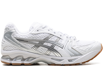 ASICS Gel-Kayano 14 A.P.C. White Pure Silver 1203A727-100 SneakerMood Side view, toe pointing right