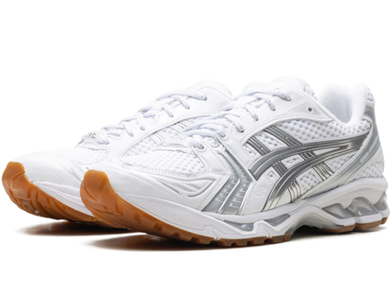 ASICS Gel-Kayano 14 A.P.C. White Pure Silver 1203A727-100 SneakerMood Pair, three-quarter view