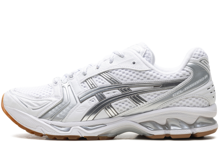ASICS Gel-Kayano 14 A.P.C. White Pure Silver 1203A727-100 SneakerMood Side view, toe pointing left