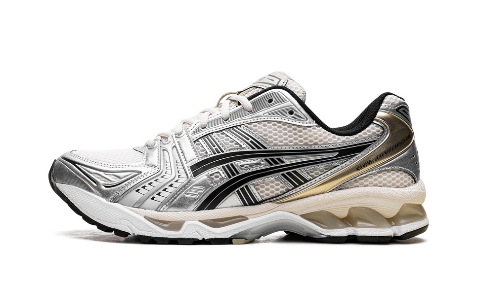 ASICS Gel-Kayano 14 Birch Pure Silver 1203A537-200 SneakerMood Side view, toe pointing left
