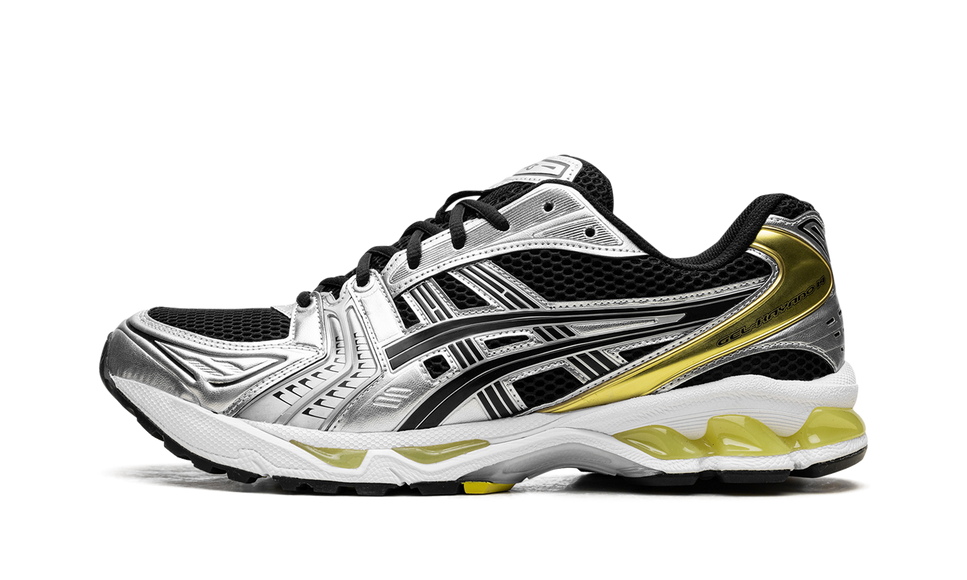 ASICS Gel-Kayano 14 Black Lemon Spark 1203A537-001 SneakerMood Side view, toe pointing left