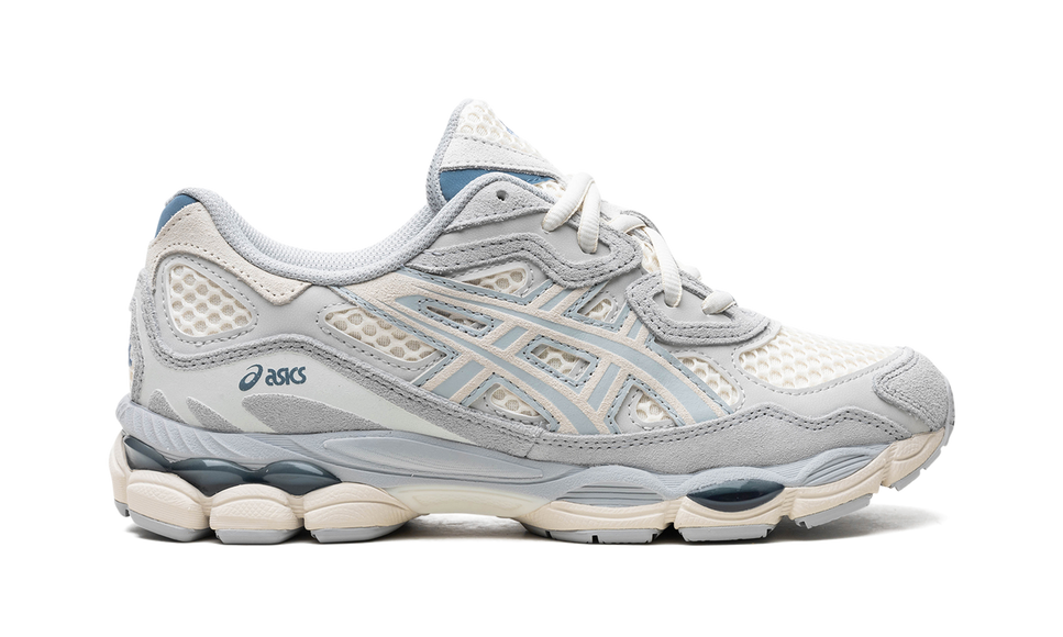 ASICS Gel-NYC Ivory Mid Grey 1203A372-600 SneakerMood Side view, toe pointing right
