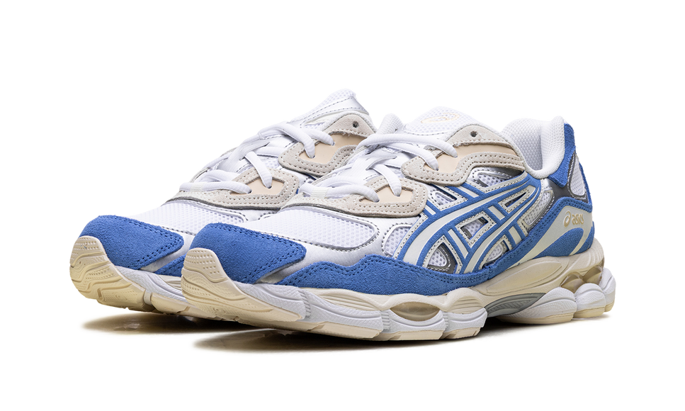 ASICS Gel-NYC White Blue Coast 1203A383-116 SneakerMood Pair, front three-quarter view