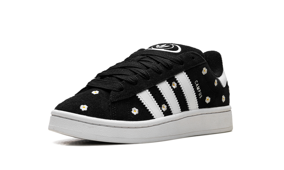 Adidas Campus 00s Core Black Floral (Women's) IF9640 SneakerMood Front three-quarter view