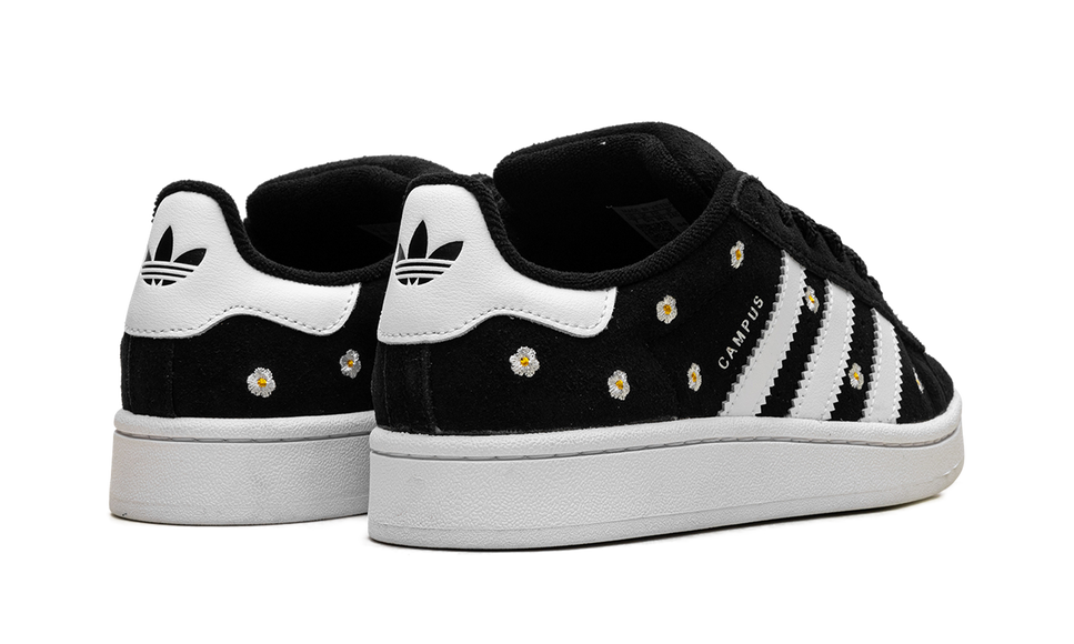 Adidas Campus 00s Core Black Floral (Women's) IF9640 SneakerMood Pair, rear three-quarter view