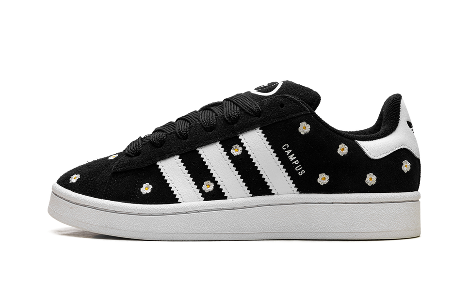 Adidas Campus 00s Core Black Floral (Women's) IF9640 SneakerMood Side view, toe pointing left