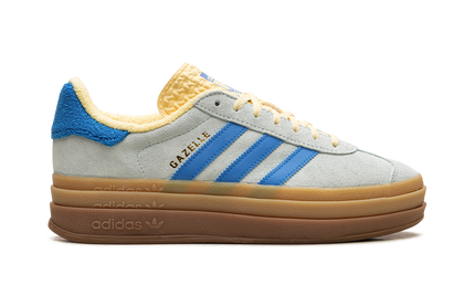 Adidas Gazelle Bold Almost Blue Yellow (Women's) IE0430 SneakerMood Side view, toe pointing right