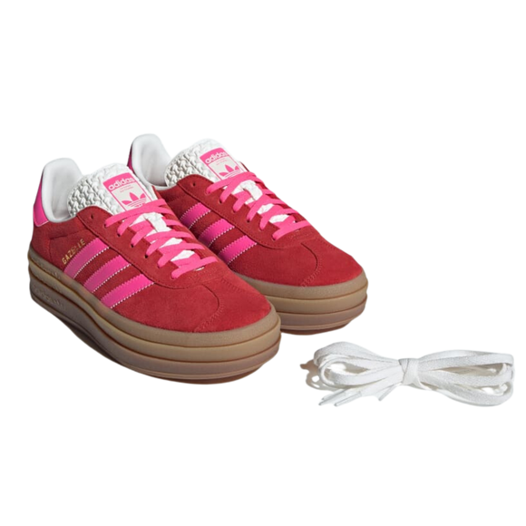 Adidas Gazelle Bold "Collegiate Red / Lucid Pink" IH7496 SneakerMood Pair front three-quarter view