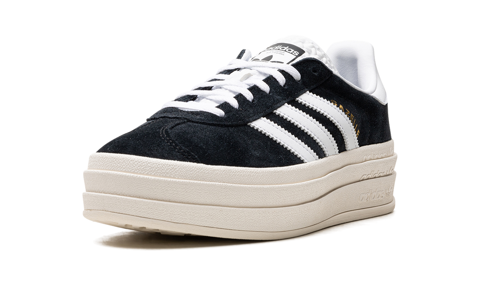 Adidas Gazelle Bold Core Black White (Women's) HQ6912 SneakerMood Front three-quarter view