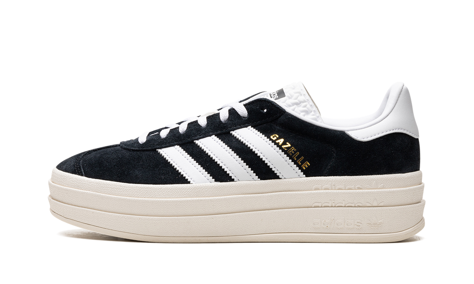 Adidas Gazelle Bold Core Black White (Women's) HQ6912 SneakerMood Side view, toe pointing left