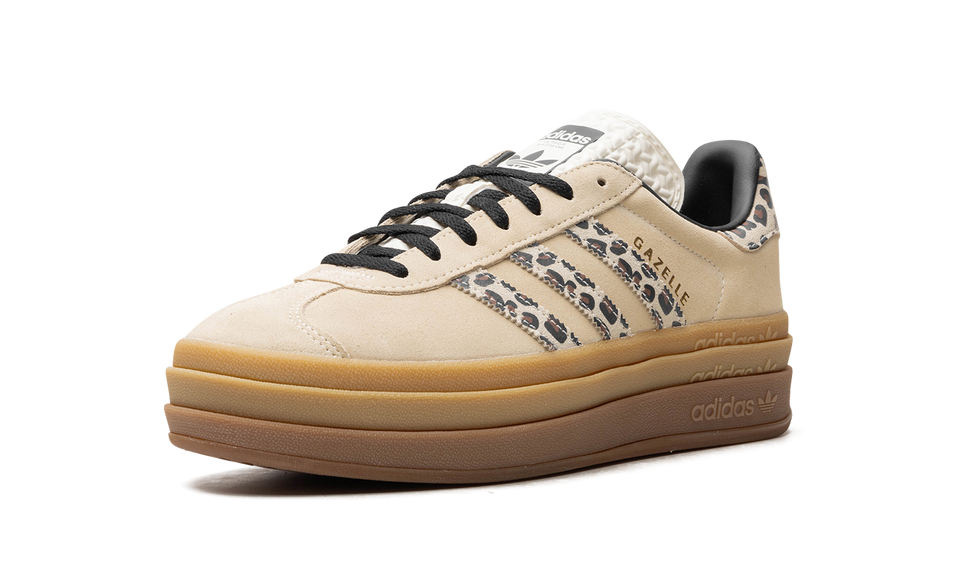 Adidas Gazelle Bold Cream Black Leopard (Women's) JI1370 SneakerMood Front three-quarter view
