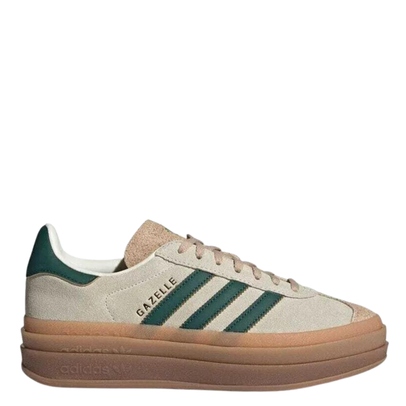 Adidas Gazelle Bold Cream White Collegiate Green ID7056 SneakerMood Side view toe pointing right