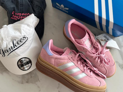 Adidas Gazelle Bold Pink Silver GS JH5539 SneakerMood Shoe and box view
