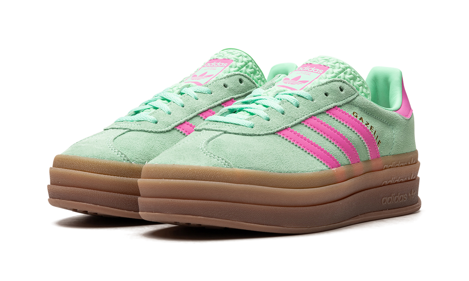 Adidas Gazelle Bold Pulse Mint Pink (Women's) H06125 SneakerMood Pair, front three-quarter view