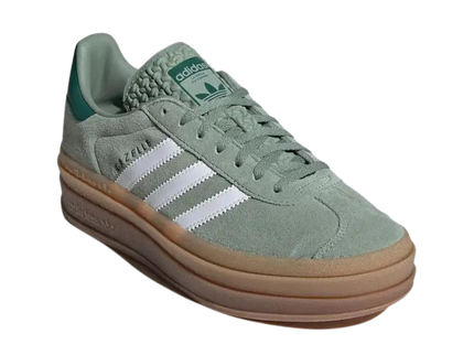 Adidas Gazelle Bold Silver Green ID6998 SneakerMood Front three-quarter view