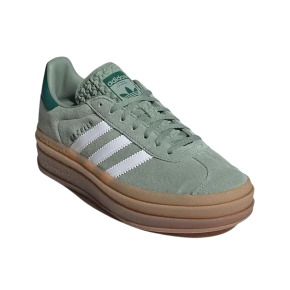 Adidas Gazelle Bold Silver Green ID6998 SneakerMood Front three-quarter view