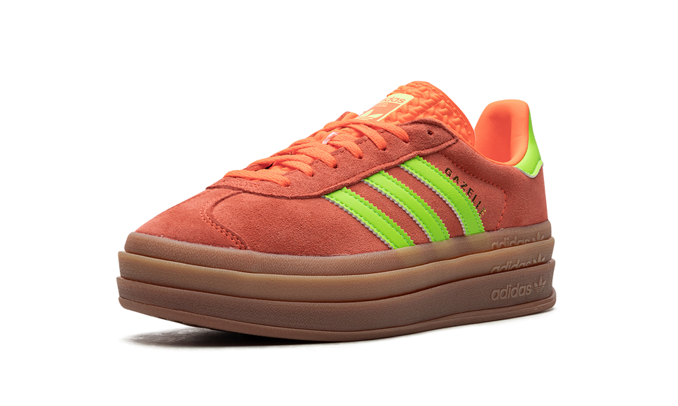 Adidas Gazelle Bold Solar Orange Solar Green (Women's) H06126 SneakerMood Front three-quarter view