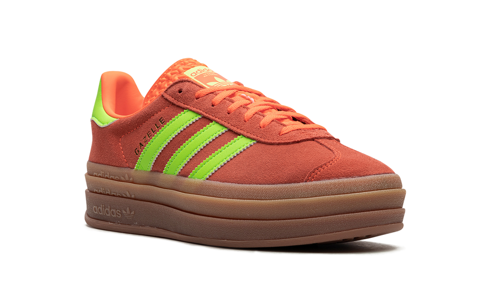 Adidas Gazelle Bold Solar Orange Solar Green (Women's) H06126 SneakerMood Front three-quarter view