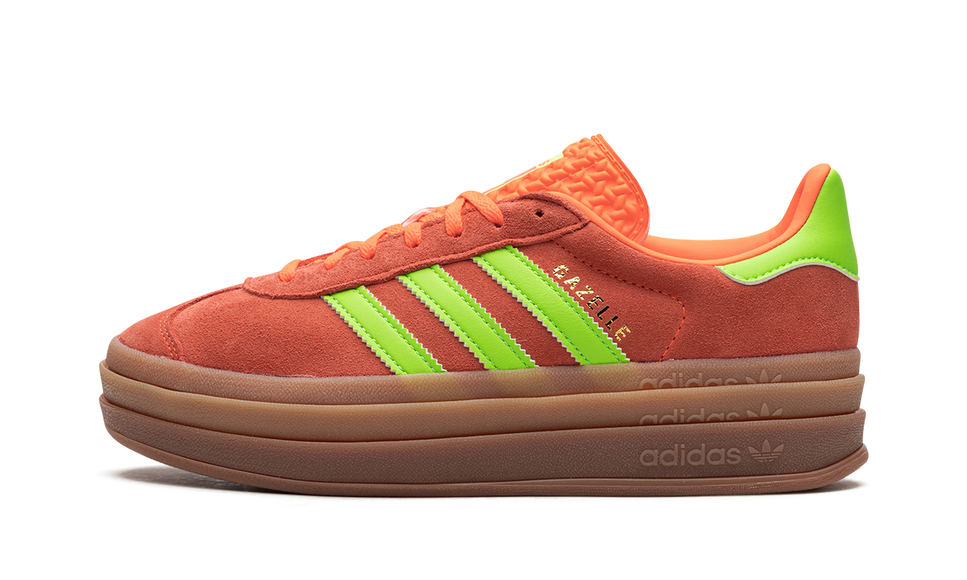 Adidas Gazelle Bold Solar Orange Solar Green (Women's) H06126 SneakerMood Side view, toe pointing left