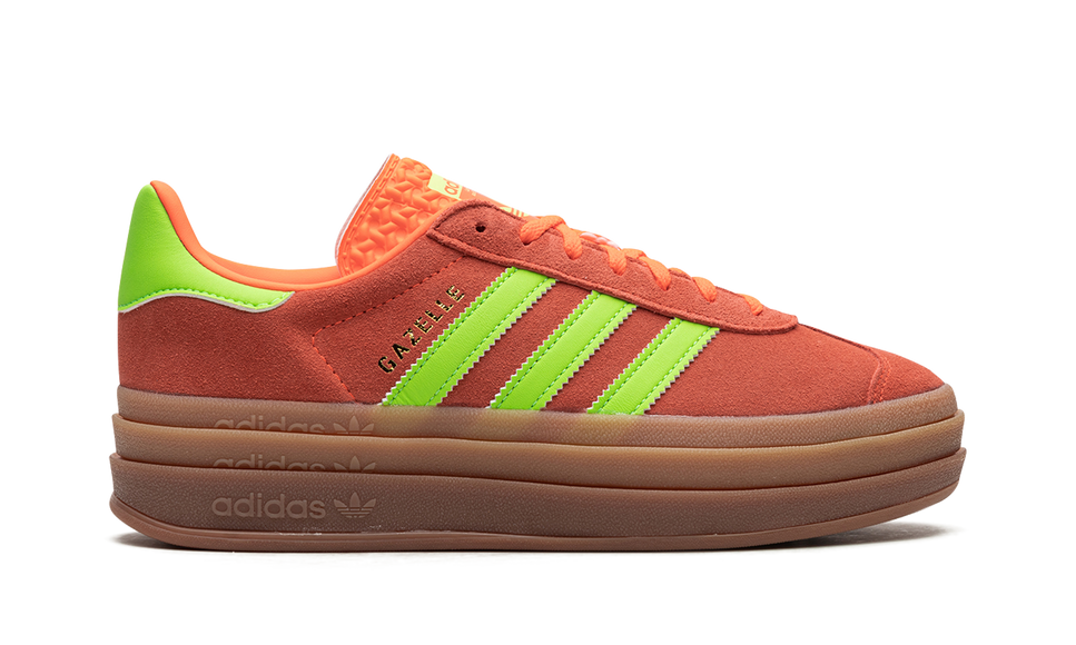Adidas Gazelle Bold Solar Orange Solar Green (Women's) H06126 SneakerMood Side view, toe pointing right