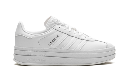 Adidas Gazelle Bold Triple White (Women's) IE5130 SneakerMood Side view, toe pointing right