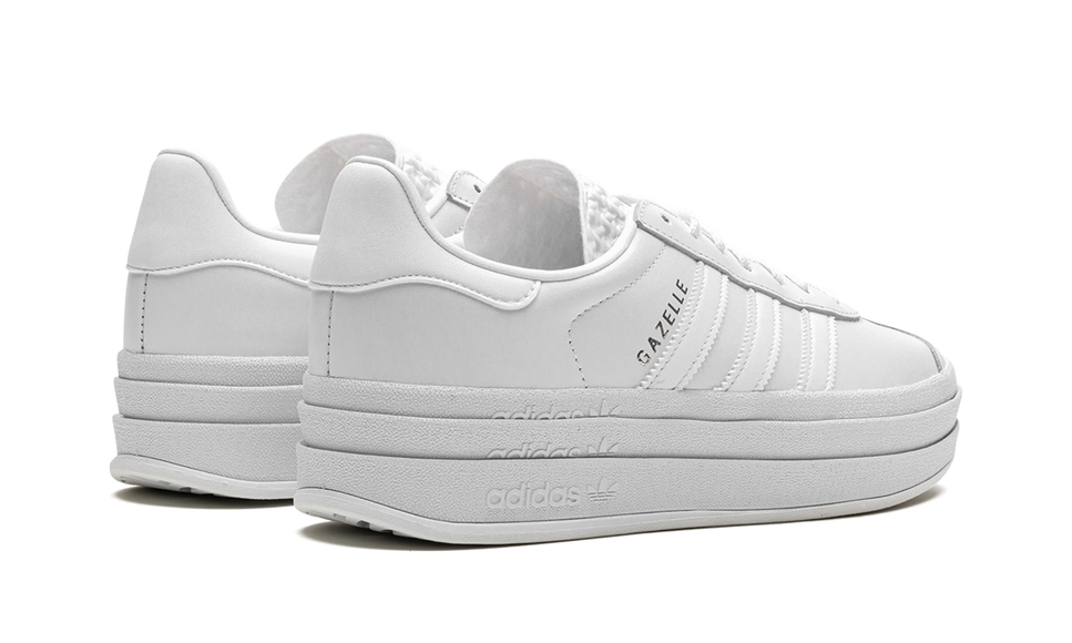 Adidas Gazelle Bold Triple White (Women's) IE5130 SneakerMood Pair, rear three-quarter view