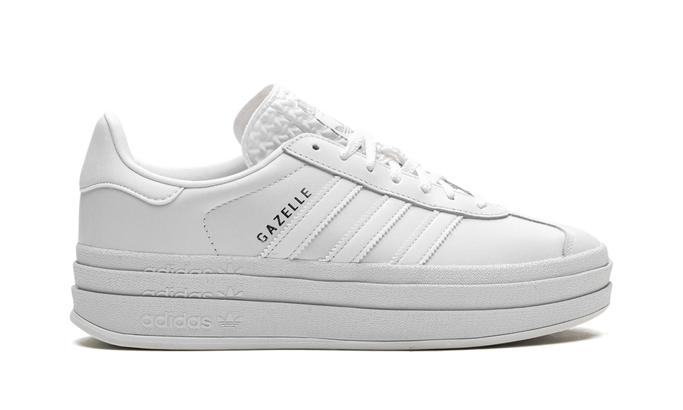 Adidas Gazelle Bold Triple White (Women's) IE5130 SneakerMood Side view, toe pointing right