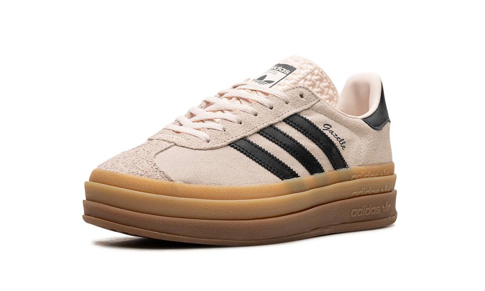 Adidas Gazelle Bold Wonder Quartz Black Gum (Women's) IE0429 SneakerMood Front three-quarter view