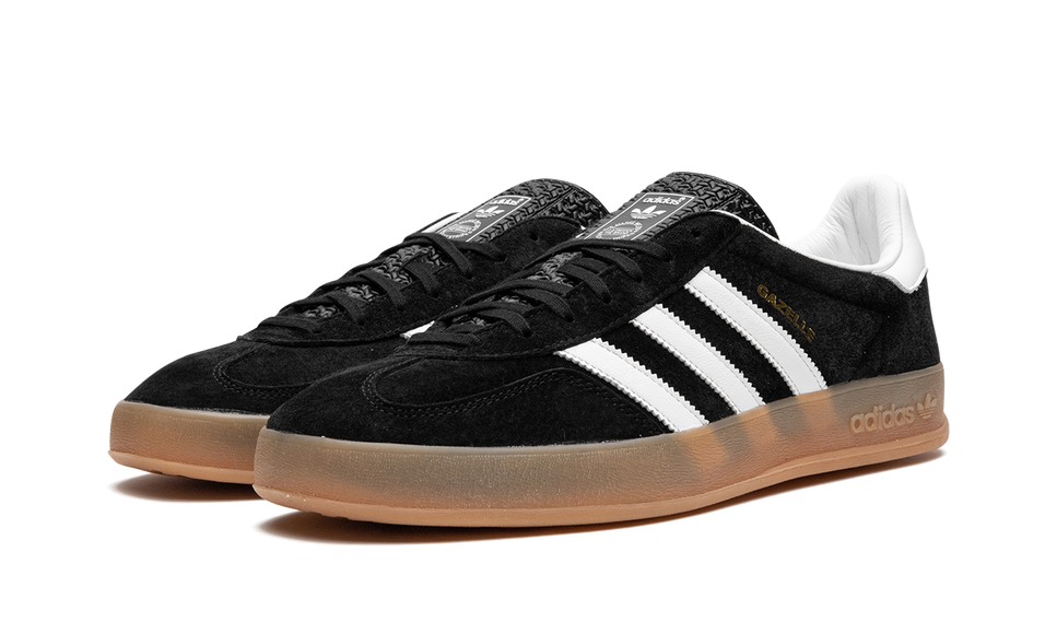 Adidas Gazelle Indoor Black White Gum H06259 SneakerMood Pair, front three-quarter view