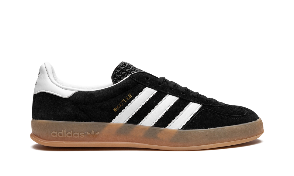 Adidas Gazelle Indoor Black White Gum H06259 SneakerMood Side view, toe pointing right