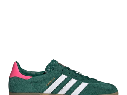 Adidas Gazelle Indoor Collegiate Green Lucid Pink IG5929 SneakerMood Side view toe pointing right