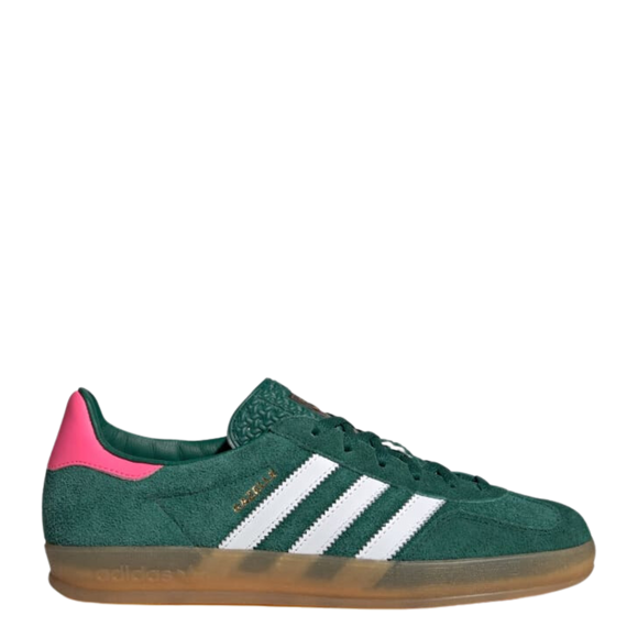 Adidas Gazelle Indoor Collegiate Green Lucid Pink IG5929 SneakerMood Side view toe pointing right
