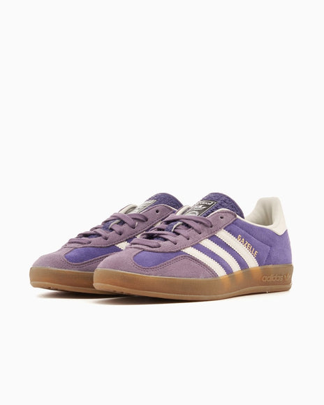 Adidas Gazelle Indoor Collegiate Purple IF9645 SneakerMood Pair, front three-quarter view
