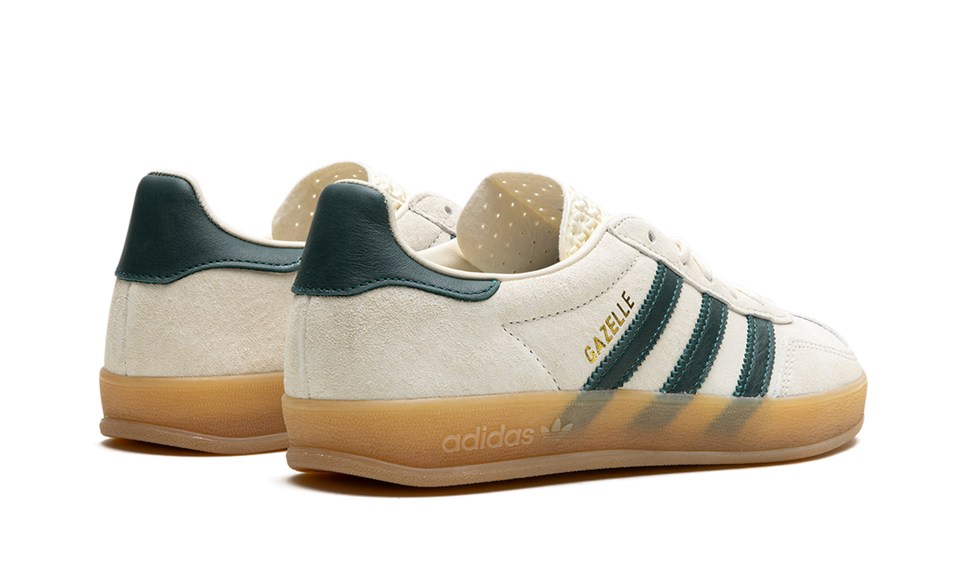 Adidas Gazelle Indoor Cream White Collegiate Green Gum IH7502 SneakerMood Pair, rear three-quarter view