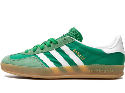 Adidas Gazelle Indoor Green Gum IE6605 SneakerMood Side view, toe pointing left