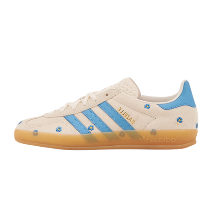 Adidas Gazelle Indoor Light Blue Floral (Women's) IF4491 SneakerMood Side view, toe pointing left