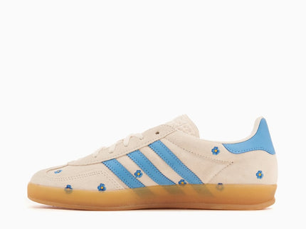 Adidas Gazelle Indoor Light Blue Floral (Women's) IF4491 SneakerMood Side view, toe pointing left
