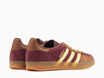 Adidas Gazelle Indoor Maroon Almost Yellow JI0324 SneakerMood Pair, rear three-quarter view