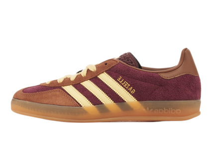 Adidas Gazelle Indoor Maroon Almost Yellow JI0324 SneakerMood Side view, toe pointing left