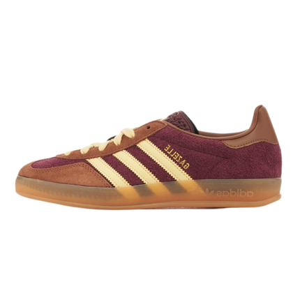 Adidas Gazelle Indoor Maroon Almost Yellow JI0324 SneakerMood Side view, toe pointing left