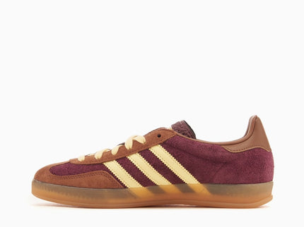Adidas Gazelle Indoor Maroon Almost Yellow JI0324 SneakerMood Side view, toe pointing left