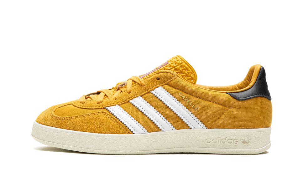 Adidas Gazelle Indoor Preloved Yellow IE0540 SneakerMood Side view, toe pointing left