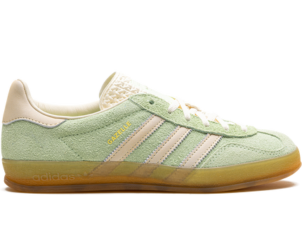 Adidas Gazelle Indoor Semi Green Spark IE2948 SneakerMood Side view, toe pointing right