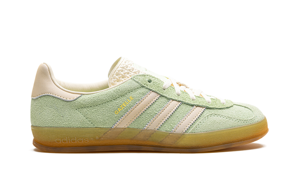 Adidas Gazelle Indoor Semi Green Spark IE2948 SneakerMood Side view, toe pointing right