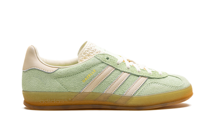 Adidas Gazelle Indoor Semi Green Spark IE2948 SneakerMood Side view, toe pointing right