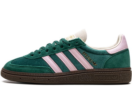 Adidas Handball Spezial Green Pink Velvet (Women's) JI2648 SneakerMood Side view, toe pointing left