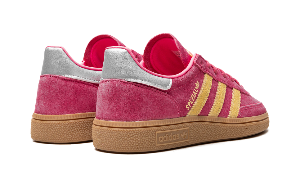 Adidas Handball Spezial Lucid Pink Almost Yellow (Women's) JI1407 SneakerMood Pair, rear three-quarter view