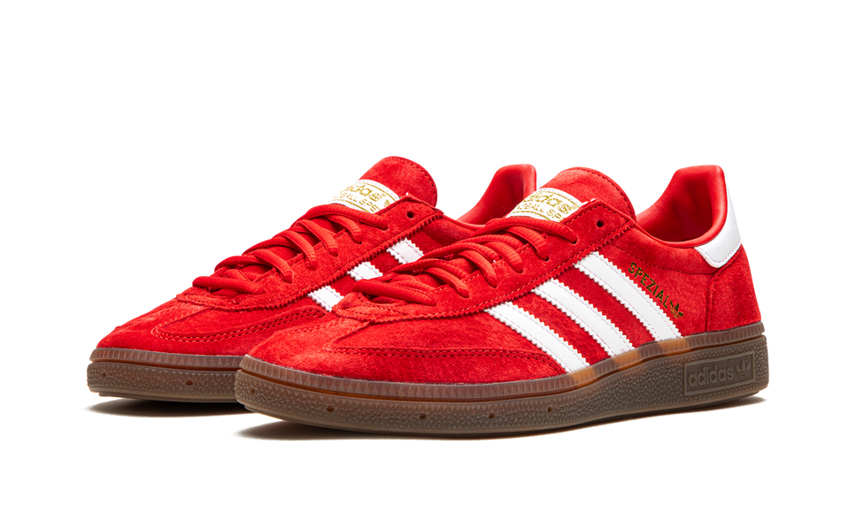 Adidas Handball Spezial Scarlet Gum FV1227 SneakerMood Pair, front three-quarter view