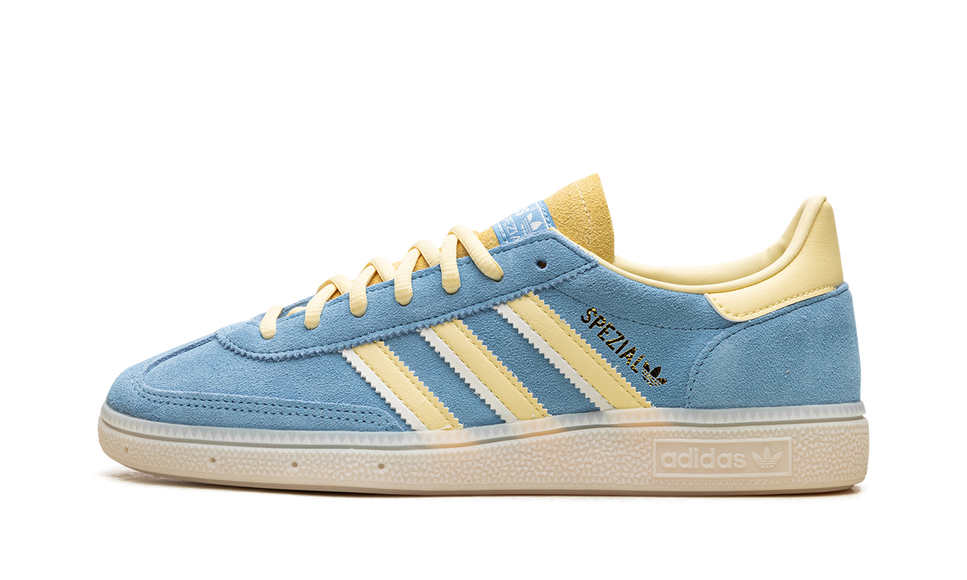 Adidas Handball Spezial Semi Blue Burst Almost Yellow IG6276 SneakerMood Side view, toe pointing left